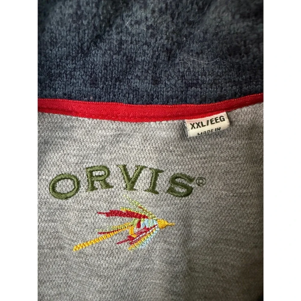 Orvis Denali‎ Fly Fishing Sweater Vest Men's Size 2XL Blue Fleece Full Zip EUC